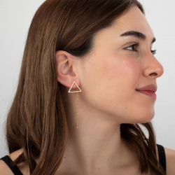 Steel Earrings Steel Earrings - Triangle with Chain Gold and Silver Color