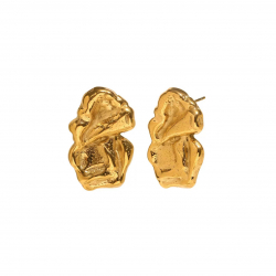Steel Earrings Steel Earrings - Irregular Hammered - 31.50mm - Gold and Silver Color