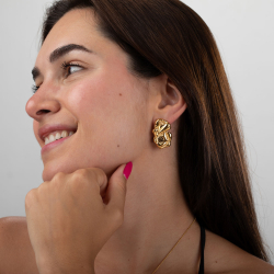 Steel Earrings Steel Earrings - Irregular Hammered - 31.50mm - Gold and Silver Color