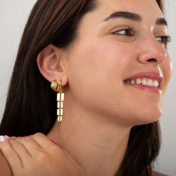 Steel Earrings Steel Earrings - 14 mm Hoop - Square - 63 mm - Gold and Silver
