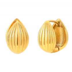 Steel Earrings Steel Earring - Striped - 15 mm - Gold and Silver