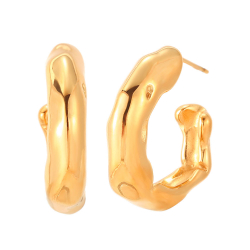 Steel Earrings Hammered Steel Earring - 30 mm - Gold Color and Silver Color
