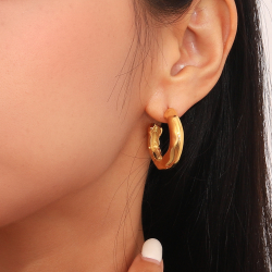 Steel Earrings Hammered Steel Earring - 30 mm - Gold Color and Silver Color