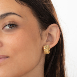 Boucles D'Oreilles Acier Lisse Boucle d'oreille en acier rayé - 19 mm - Or et Argent