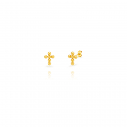 Steel Earrings Smooth Steel Earring - Ball Cross - 12 mm - Gold and Silver
