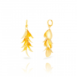 Steel Earrings Steel Earrings - 12 mm Hoop - Leaf Cluster - 60 mm - Gold and Silver