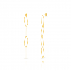 Steel Earrings Plain Steel Earrings - Diamond Shapes - 85 mm - Gold and Silver