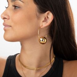 Pendiente Acero Liso Pendientes Acero bola - Semi Aro -  50 mm - Color Oro y Color Plata