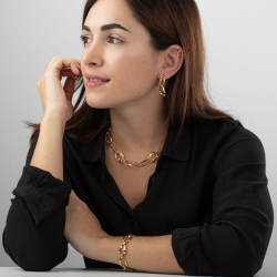 Pendiente Acero Liso Pendientes Acero - Eslabón Irregular - 31 mm - Color Oro y Color Plata