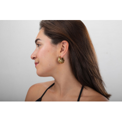 Boucles D'Oreilles Acier Lisse Créoles en acier martelé - 27 mm - Or et Argent