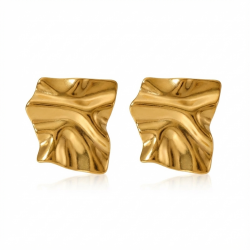 Steel Earrings Earring Stainless Steel Smooth - 35 mm - Gold and Rhodium Color