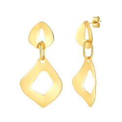 Steel Earrings Plain Steel Earring - Diamond - 74 mm - Gold and Steel Color
