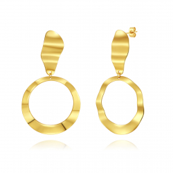 Steel Earrings Plain Steel Earring - Circle - 87 mm - Gold and Steel Color