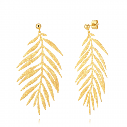 Steel Earrings Plain Steel Earring - Palm Leaf - 72 mm - Gold and Steel Color