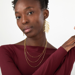 Pendiente Acero Liso Pendiente Acero Liso - Hoja Palmera - 72 mm - Color Oro y Color Acero