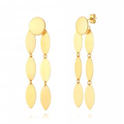 Steel Earrings Plain Steel Drop Pendant - 78 mm - Gold and Steel Color