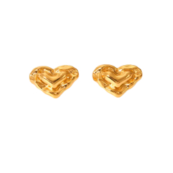 Ohrringe Glattes Edelstahl Ohrring aus Stahl – Gehämmertes Herz – 22 mm – Gold- und Silberfarben