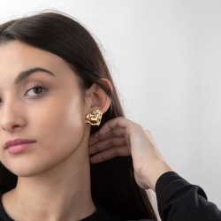 Ohrringe Glattes Edelstahl Ohrring aus Stahl – Gehämmertes Herz – 22 mm – Gold- und Silberfarben