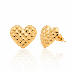 Ohrringe Glattes Edelstahl Ohrring aus Stahl – Herz – 22 mm – Gold- und Silberfarben