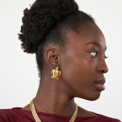 Pendiente Acero Liso Pendiente Acero Liso - Tortuga -  31 mm - Color Oro y Plata Rodiada