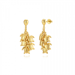 Ohrringe Glattes Edelstahl Glatter Edelstahl-Ohrring - Fünf Schildkröten - 52 mm - Farbe Gold und rhodiniertes Silber