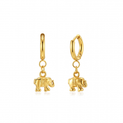 Ohrringe Glattes Edelstahl Glatter Edelstahl-Ohrringe - Kreis 12 MM - Elefant 10 MM - Farbe Gold und Stahl