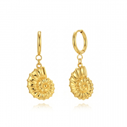Ohrringe Glattes Edelstahl Glatter Edelstahl-Ohrringe - Kreis 12 MM - Muschel 20 MM - Farbe Gold und Stahl