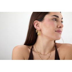 Pendiente Acero Liso Pendientes Acero Liso - Aro 12 MM - Concha de Mar  20 MM - Color Oro y Acero