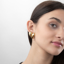 Ohrringe Glattes Edelstahl Edelstahlohrring - 27 mm - Goldfarbe und Edelstahlfarbe