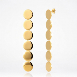 Ohrringe Glattes Edelstahl Langer Edelstahl Ohrring - Kreise - 73 mm - Goldfarbe und Stahlfarbe