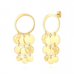 Ohrringe Glattes Edelstahl Ohrring Stahl - Kreis Design - 56 mm - Goldfarbe und Stahlfarbe