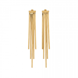 Ohrringe Glattes Edelstahl Lange Ohrringe Stahl - Design Streifen - Beweglich - 10 cm - Goldfarbe und Stahlfarbe