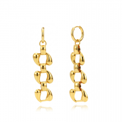 Ohrringe Glattes Edelstahl Ohrring Edelstahl - Glied - 65 mm - Goldfarbe und Stahlfarbe