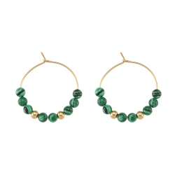 Steel Stone Earrings Steel Hoop - Stone - 25 mm - Gold Plated