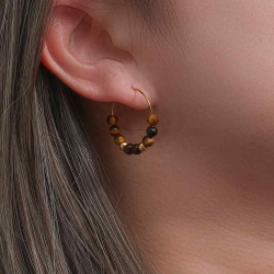 Steel Stone Earrings Steel Hoop - Stone - 25 mm - Gold Plated