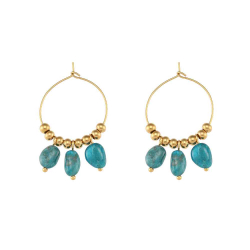 Steel Stone Earrings Steel Hoop - Stone - 25 mm - Gold Plated