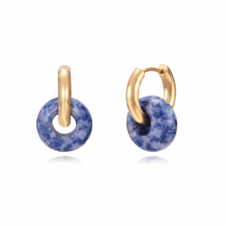 Steel Stone Earrings Steel Hoop - Stone - 16 mm - Gold Plated