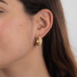 Pendiente Acero Mineral Pendientes Perla - Semi Aro Trenzado - 23 mm - Color Oro