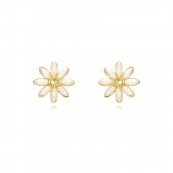 Ohrringe Edelstahl Minerale Ohrringe aus Stahl - Perlenblume 22mm - Farbe Gold