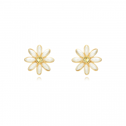Pendiente Acero Mineral Pendientes Acero - Flor Perla 22mm - Color Oro
