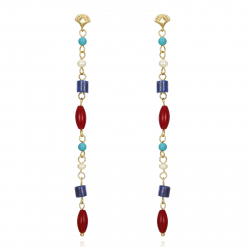 Pendiente Plata Mineral Pendientes Acero Mineral - 85mm - Bañado Oro