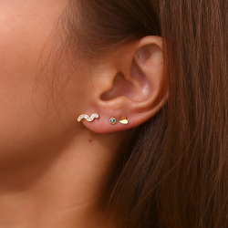 Pendiente Acero Mineral Pendientes Acero - Flor Turquesa 4mm - Color Oro y Color Acero