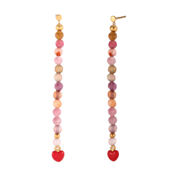 Pendiente Acero Mineral Pendientes Tira Mineral - Corazón - 71 mm - Color oro