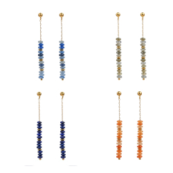 Boucles D'Oreilles Acier Minéral Boucles d'oreilles fil - Minéral naturel - 57 mm - Doré