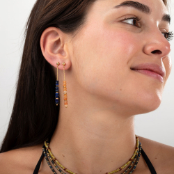 Boucles D'Oreilles Acier Minéral Boucles d'oreilles fil - Minéral naturel - 57 mm - Doré