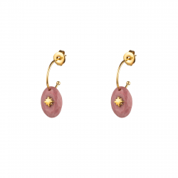 Steel Stone Earrings Natural Mineral Earrings - Star - 25 mm - Gold Color