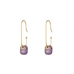 Steel Stone Earrings Natural Mineral Earrings - Star - 30 mm - Gold Color