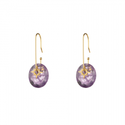 Steel Stone Earrings Natural Mineral Earring - Star - 39 cm - Gold Color