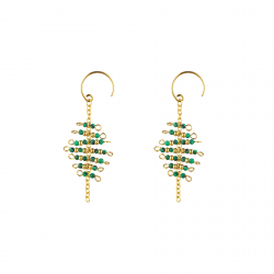 Steel Stone Earrings Mineral Earring Steel - Hoop - 50 cm - Gold Color