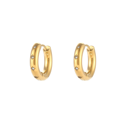 Steel Zircon Earrings Steel Earring - Zirconia Hoop - 20 mm - Gold Plated